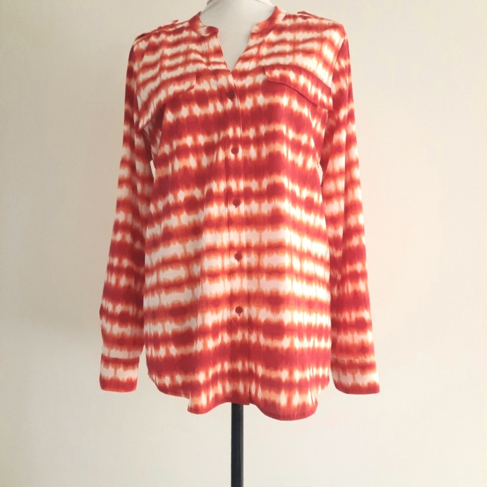 Watercolor Button Front Blouse Size Med